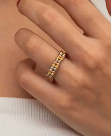 Gümüş İki Sıralı Dorika Kadın Yüzük