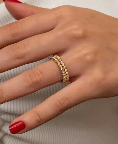 Gümüş İki Sıralı Dorika Kadın Yüzük