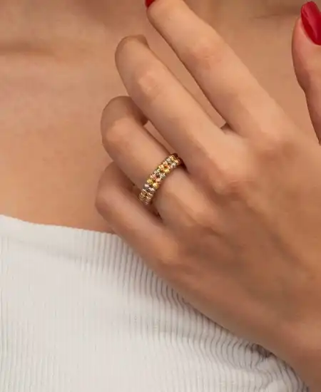 Gümüş İki Sıralı Dorika Kadın Yüzük