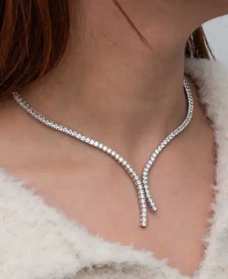 Gümüş İki Sıralı Su Yolu Kadın Kolye