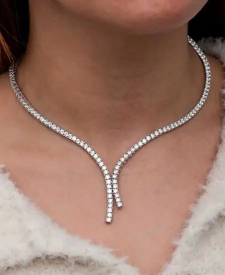 Gümüş İki Sıralı Su Yolu Kadın Kolye