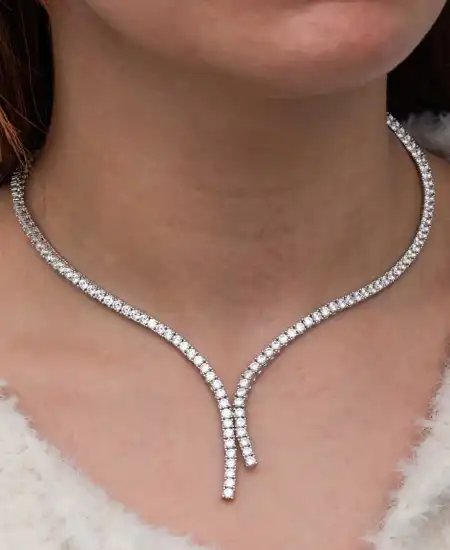 Gümüş İki Sıralı Su Yolu Kadın Kolye