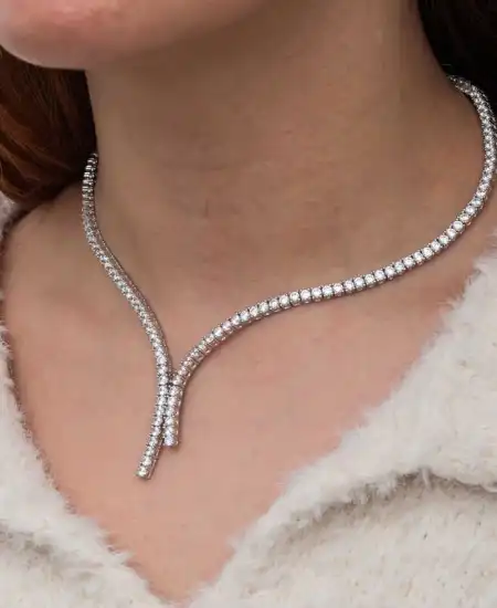 Gümüş İki Sıralı Su Yolu Kadın Kolye