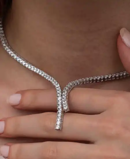 Gümüş İki Sıralı Su Yolu Kadın Kolye