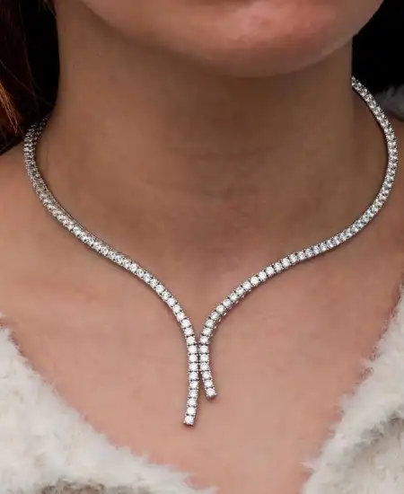 Gümüş İki Sıralı Su Yolu Kadın Kolye