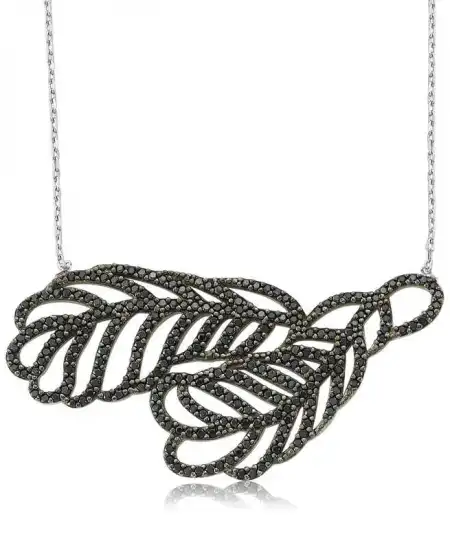 Gümüş İki Yaprak Bayan Kolye