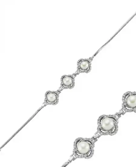 Gümüş İnci Bayan Bileklik