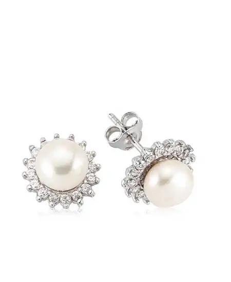 Gümüş İnci Çiçek Bayan Küpe