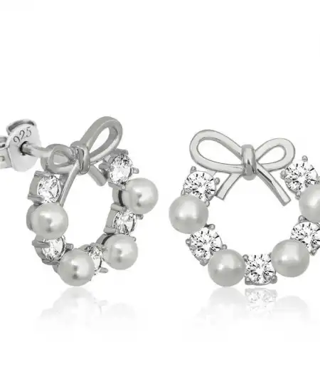 Gümüş İnci Kurdele Çivili Kadın Küpe