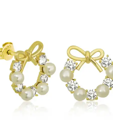 Gümüş İnci Kurdele Çivili Kadın Küpe