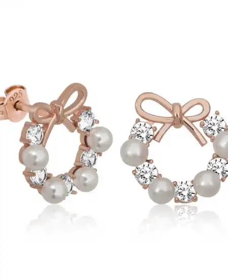 Gümüş İnci Kurdele Çivili Kadın Küpe