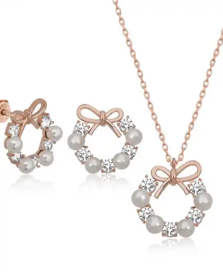 Gümüş İnci Kurdele Kadın Set