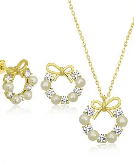 Gümüş İnci Kurdele Kadın Set