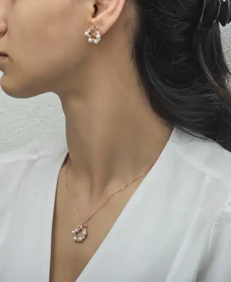 Gümüş İnci Kurdele Kadın Set