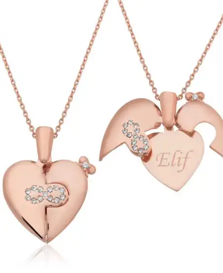 Gümüş İsim Yazılı Sonsuz Kalp Kolye