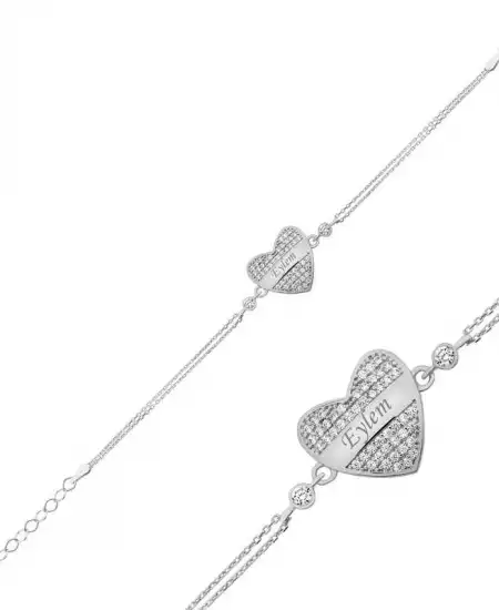 Gümüş İsimli Kalp Bayan Bileklik