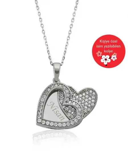Gümüş İsimli Kalp Bayan Kolye