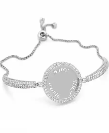 Gümüş İsimli Kişiye Özel Taşlı Bayan Bileklik