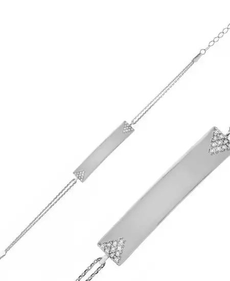 Gümüş İsimli Plaka Bayan Bileklik