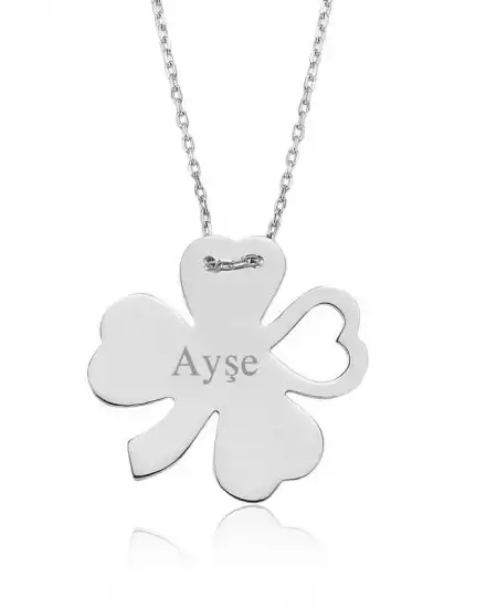 Gümüş İsimli Yonca Bayan Kolye