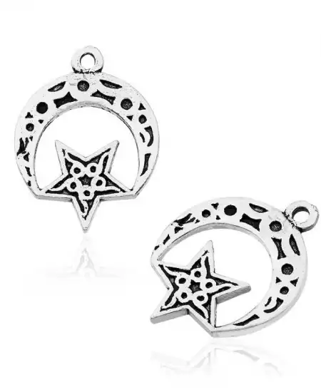 Gümüş İşlemeli Ay Yıldız Tesbih Püskülü