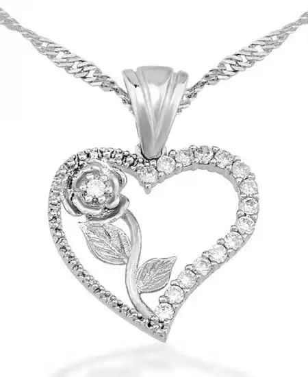 Gümüş Kalbimin Gülü Bayan Kolye