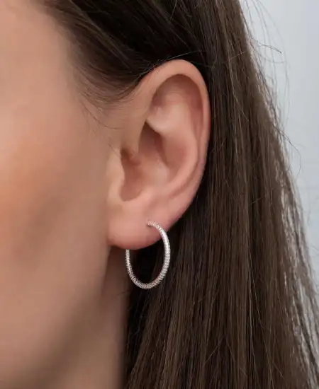 Gümüş Kalemli Halka Kadın Küpe