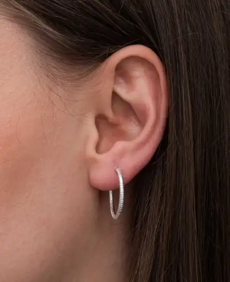 Gümüş Kalemli Halka Kadın Küpe