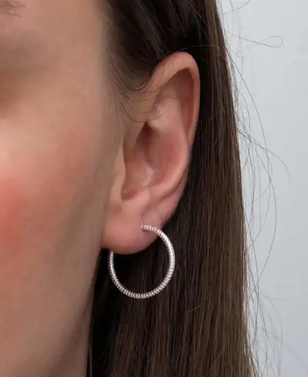 Gümüş Kalemli Halka Kadın Küpe