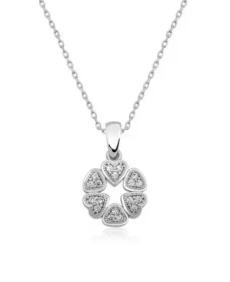 Gümüş Kalp Çemberi Bayan Kolye