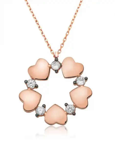 Gümüş Kalp Çemberi Bayan Kolye