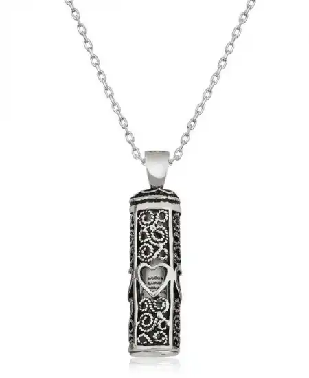 Gümüş Kalp Desenli Cevşen-ül Kebir Kolye