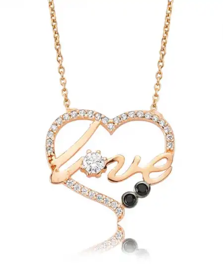 Gümüş Kalp Love Bayan Kolye