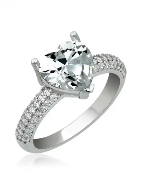 Gümüş Kalp Montür Bayan Yüzük