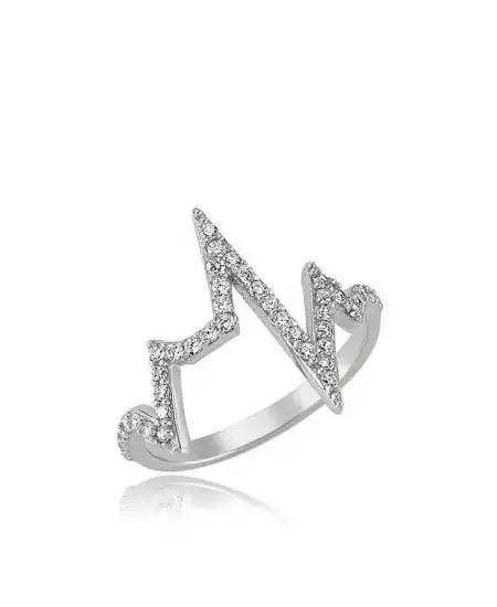 Gümüş Kalp Ritmi Bayan Yüzük