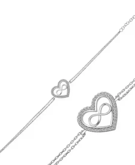 Gümüş Kalp Sonsuzluk Bayan Bileklik