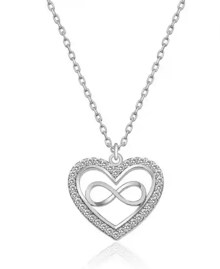 Gümüş Kalp Sonsuzluk Bayan Kolye