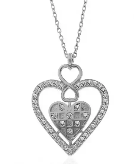 Gümüş Kalp Sonsuzluk Kadın Kolye