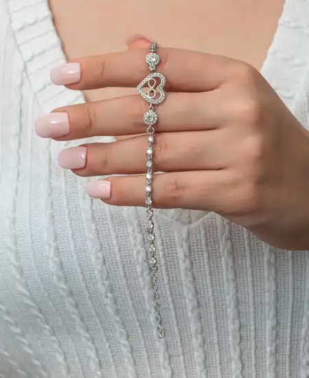 Gümüş Kalp Sonsuzluk Kadın Su Yolu Bileklik