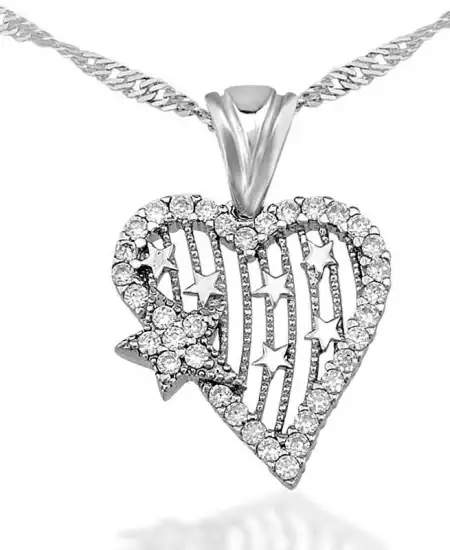 Gümüş Kalp Yıldız Bayan Kolye