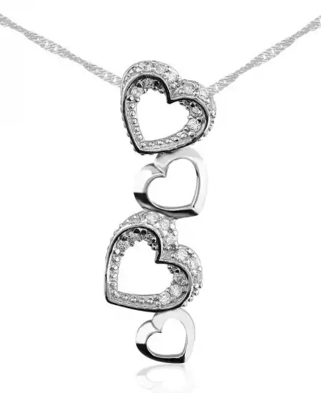 Gümüş Kalpler Bayan Kolye