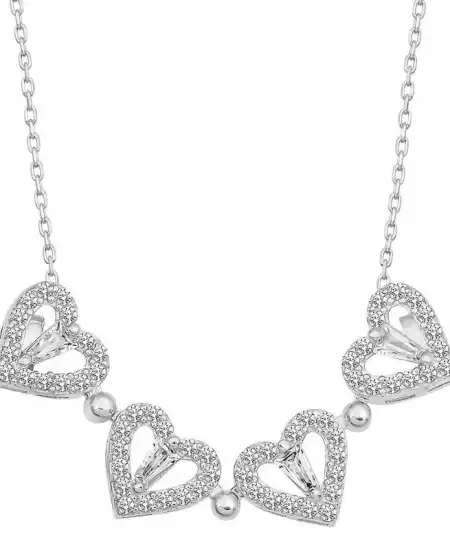 Gümüş Kalpli Açılabilen Yonca Kadın Kolye