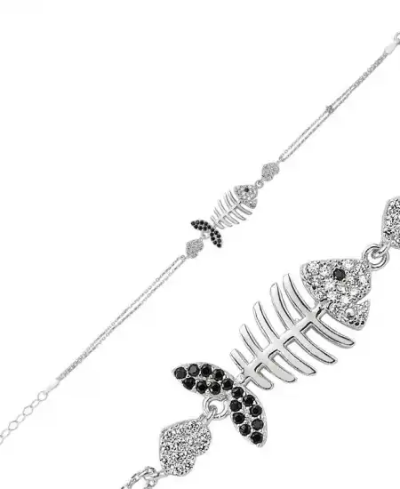 Gümüş Kalpli Balık Bayan Bileklik