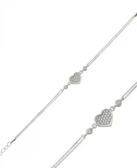 Gümüş Kalpli Bayan Bileklik