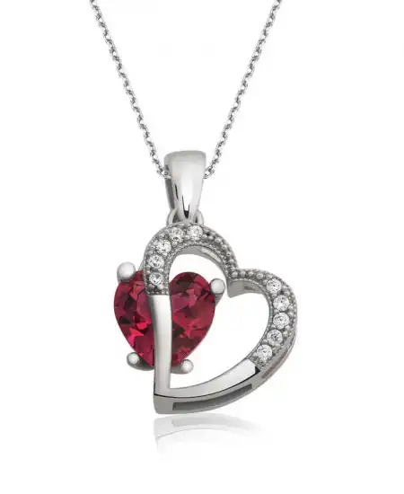 Gümüş Kalpli Bayan Kolye