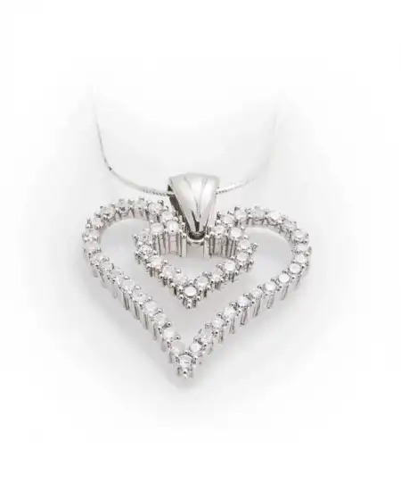 Gümüş Kalpli Bayan Kolye