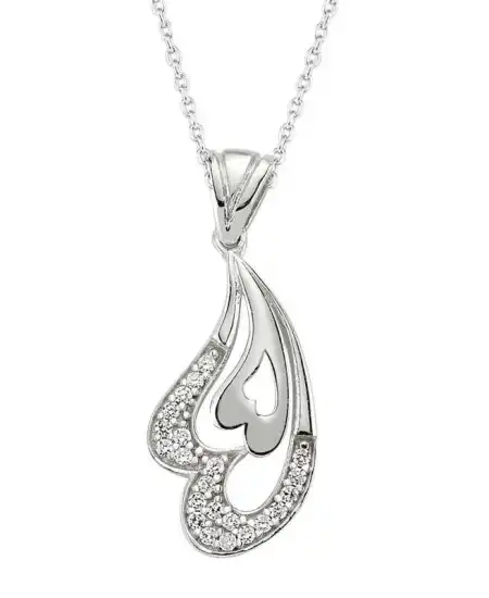 Gümüş Kalpli Bayan Kolye