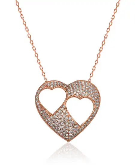 Gümüş Kalpli Bayan Kolye