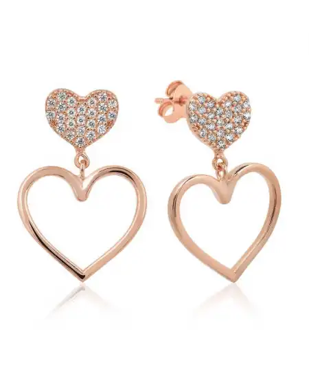 Gümüş Kalpli Bayan Küpe