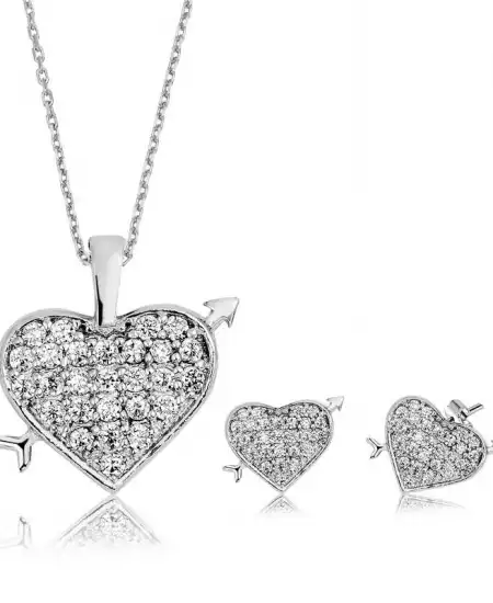 Gümüş Kalpli Bayan Set